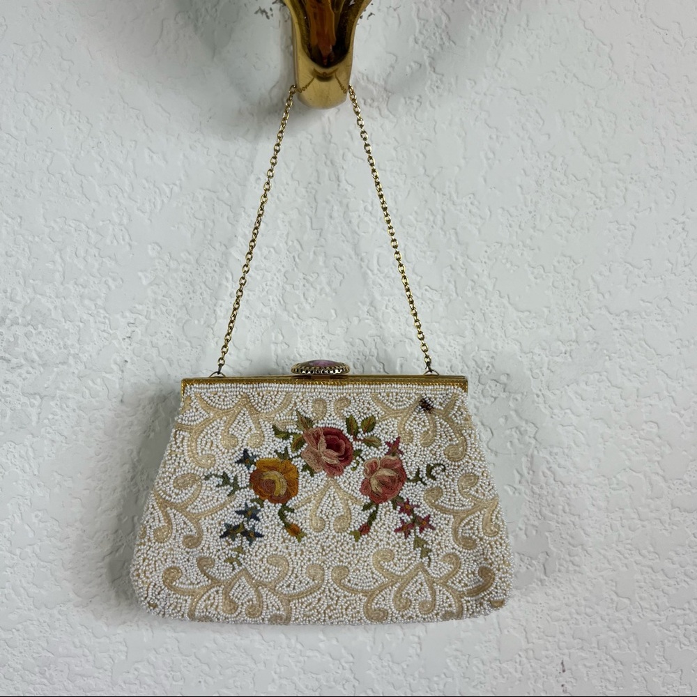French VTG Beaded Victorian Filigree Clutch Bag - Picture 1 of 10